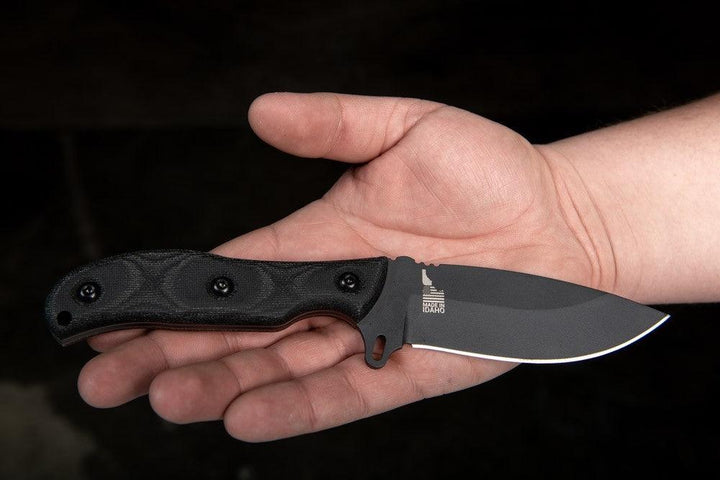 TOPS Knives Silent Hero 4 Black Canvas Micarta Sniper Gray 1095HC - Knives.mx