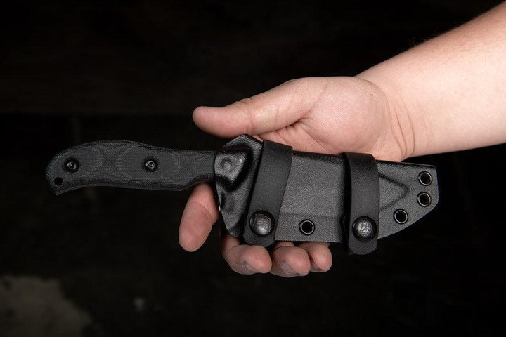 TOPS Knives Silent Hero 4 Black Canvas Micarta Sniper Gray 1095HC - Knives.mx
