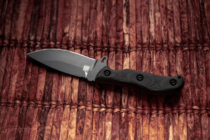 TOPS Knives Silent Hero 4 Black Canvas Micarta Sniper Gray 1095HC - Knives.mx