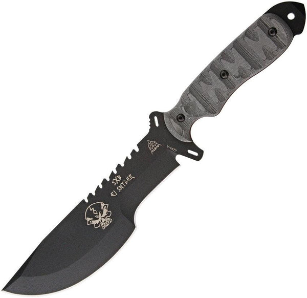TOPS Knives Skullcrushers Xtreme Blade Black Linen Micarta Rocky M Coating 1095HC - Knives.mx