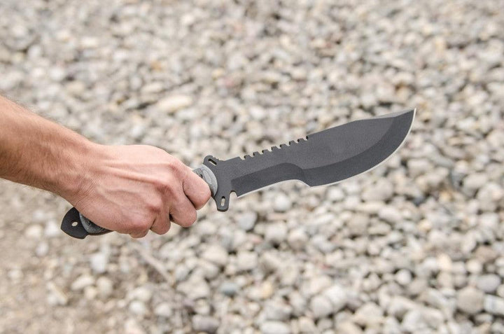 TOPS Knives Skullcrushers Xtreme Blade Black Linen Micarta Rocky M Coating 1095HC - Knives.mx