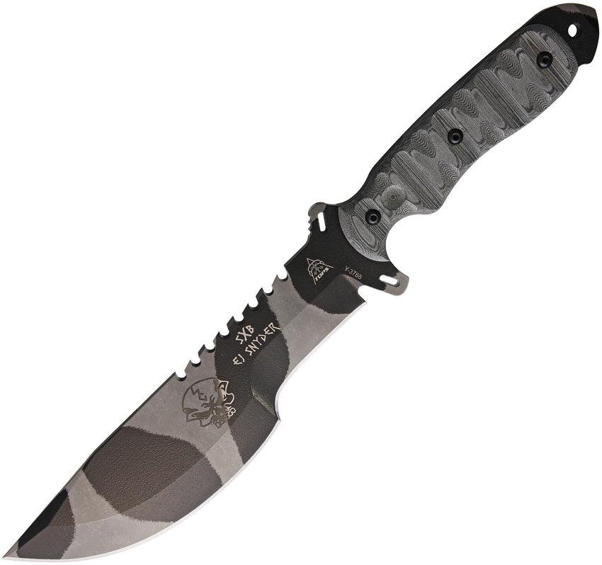 TOPS Knives Skullcrushers Xtreme Blade Black Linen Micarta Rocky Mountain Camo 1095HC - Knives.mx