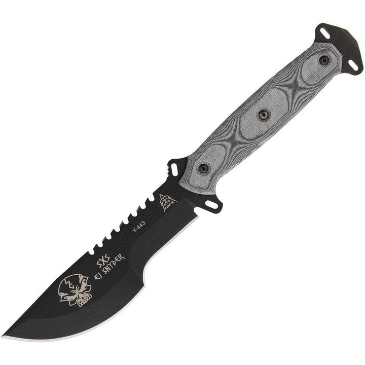TOPS Knives Skullcrushers Xtreme Sidekick Black Linen Micarta Coating 1095HC - Knives.mx
