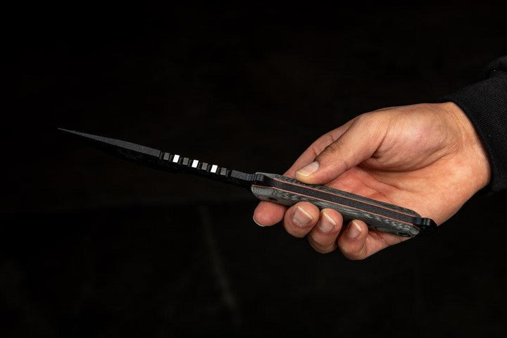 TOPS Knives Skullcrushers Xtreme Sidekick Black Linen Micarta Coating 1095HC - Knives.mx