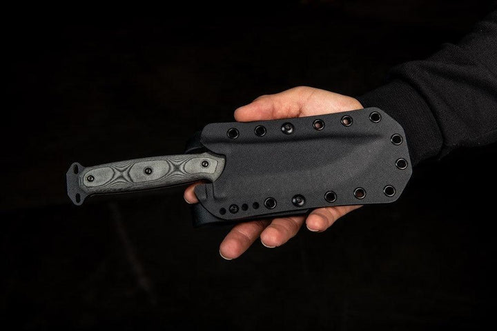 TOPS Knives Skullcrushers Xtreme Sidekick Black Linen Micarta Coating 1095HC - Knives.mx