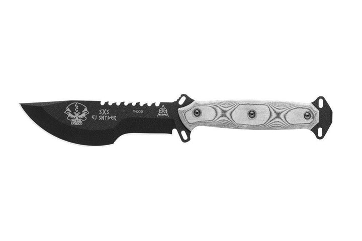 TOPS Knives Skullcrushers Xtreme Sidekick Black Linen Micarta Coating 1095HC - Knives.mx
