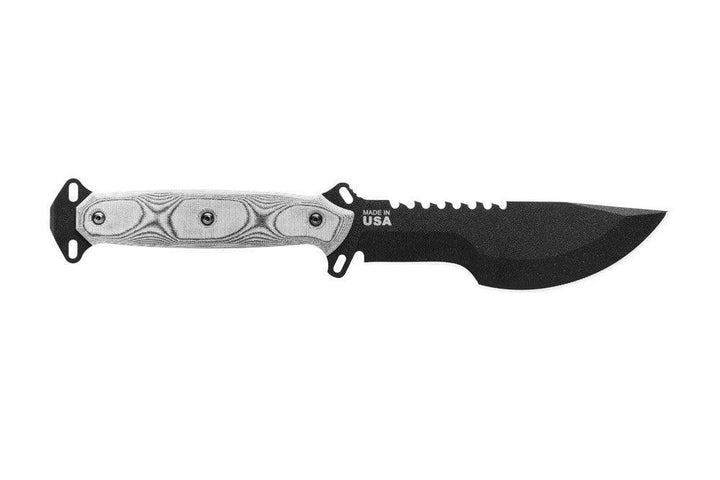 TOPS Knives Skullcrushers Xtreme Sidekick Black Linen Micarta Coating 1095HC - Knives.mx
