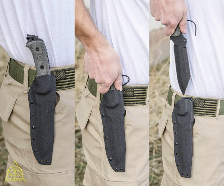 TOPS Knives Smoke Jumper Black Linen Micarta Traction Coating 1095HC - Knives.mx