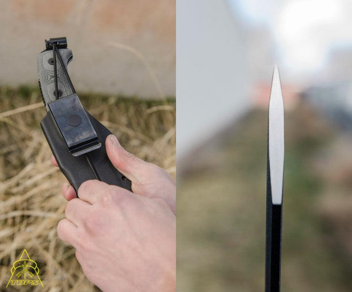 TOPS Knives Smoke Jumper Black Linen Micarta Traction Coating 1095HC - Knives.mx