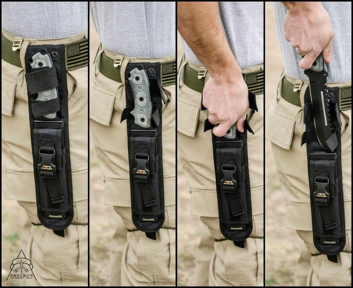 TOPS Knives Steel Eagle 107C Black Linen Micarta Black Traction Coating 1095HC - Knives.mx