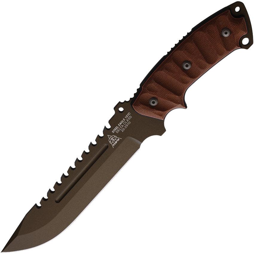 TOPS Knives Steel Eagle Delta Class Rocky Mountain Tread Midnight Bronze Sawback 1095HC - Knives.mx