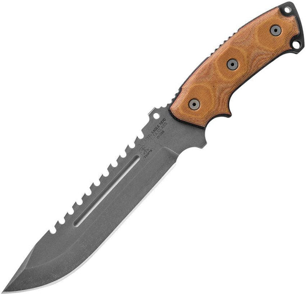 TOPS Knives Steel Eagle Delta Class Tan/Black Canvas Micarta Acid Rain 1095HC - Knives.mx