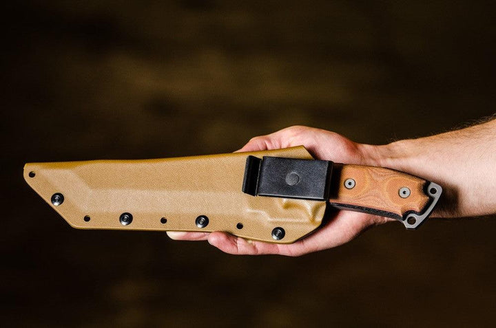 TOPS Knives Steel Eagle Delta Class Tan/Black Canvas Micarta Acid Rain Tanto 1095HC - Knives.mx