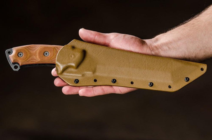 TOPS Knives Steel Eagle Delta Class Tan/Black Canvas Micarta Acid Rain Tanto 1095HC - Knives.mx