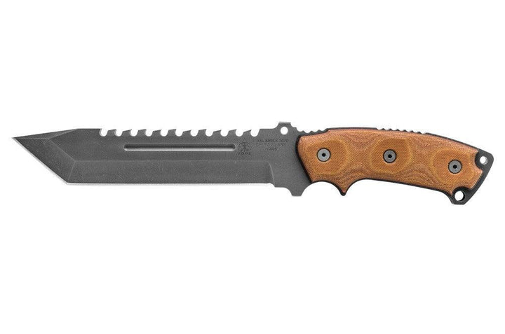 TOPS Knives Steel Eagle Delta Class Tan/Black Canvas Micarta Acid Rain Tanto 1095HC - Knives.mx
