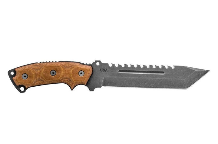 TOPS Knives Steel Eagle Delta Class Tan/Black Canvas Micarta Acid Rain Tanto 1095HC - Knives.mx
