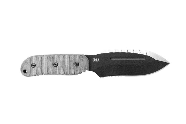 TOPS Knives Stryker Defender Tool Black Linen Micarta Traction Coating 1095HC - Knives.mx