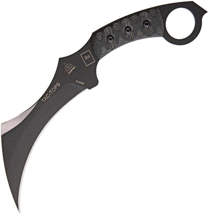 TOPS Knives Tac Karambit Black Micarta Rocky Mtn Coated 1095HC - Knives.mx