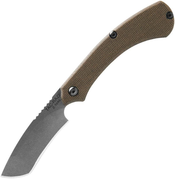 TOPS Knives Tac-Raze Green Green Canvas Micarta Tumbled 1095HC - Knives.mx