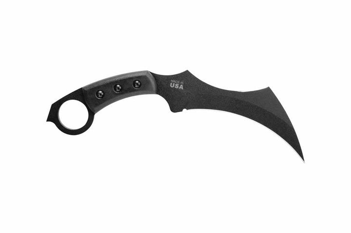 TOPS Knives Tac Tops Karambit Black Canvas Micarta Black Traction Coating 1095HC - Knives.mx