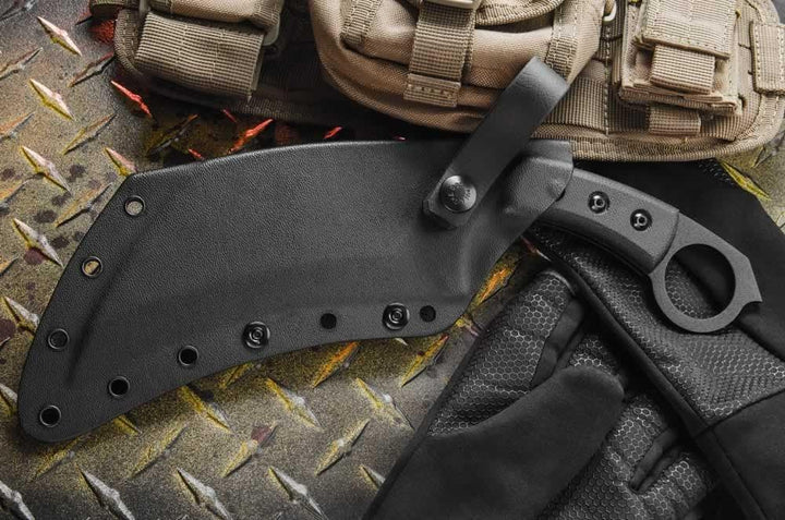 TOPS Knives Tac Tops Karambit Black Canvas Micarta Black Traction Coating 1095HC - Knives.mx