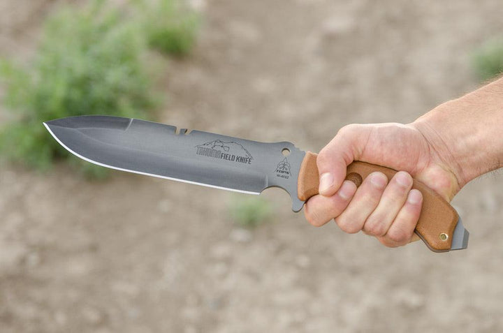 TOPS Knives Tahoma Field Knife Tan Canvas Micarta Spear Point 1095 - Knives.mx