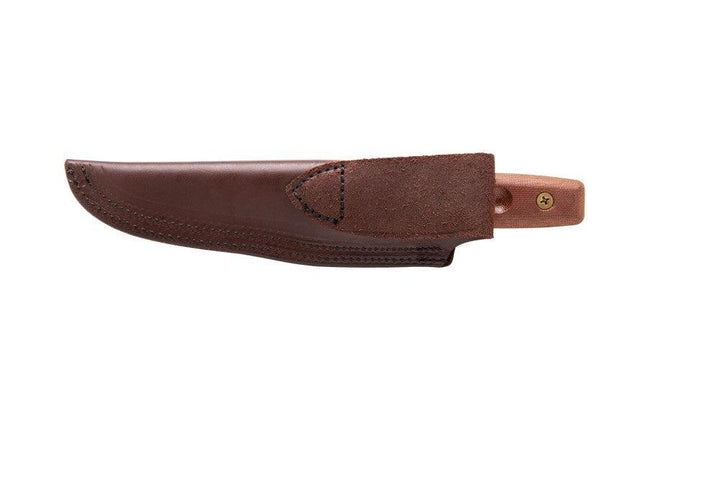 TOPS Knives Tanimboca Puukko Tan Canvas Micarta Tumble 1095HC - Knives.mx
