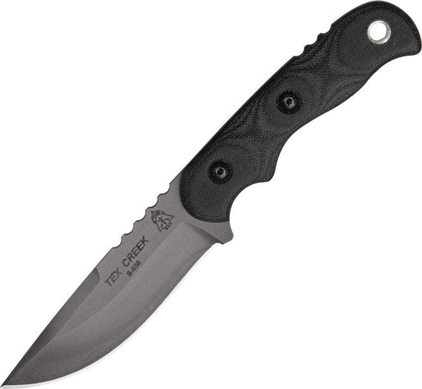 TOPS Knives Tex Creek Hunter Black Canvas Micarta Black River Wash 1095HC - Knives.mx