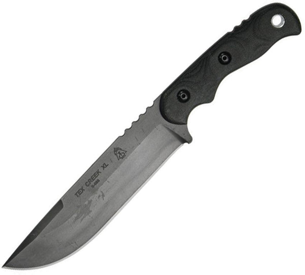 TOPS Knives Tex Creek XL Hunter Black Canvas Micarta Black River Wash 1095HC - Knives.mx