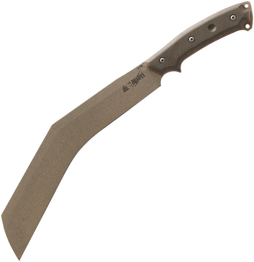TOPS Knives The Bestia Tan/Green Canvas Micarta Tactical Stone 1095HC - Knives.mx