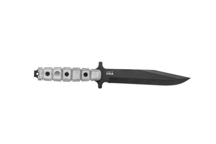 TOPS Knives US Combat Knife Black Linen Micarta Black Traction Coating 1095HC - Knives.mx