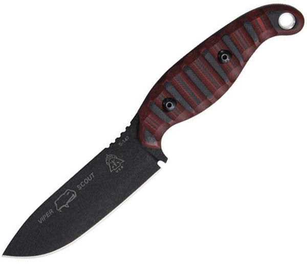 TOPS Knives Viper Scout Red/Black G10 Rocky M Tread Traction Coating 1095HC - Knives.mx