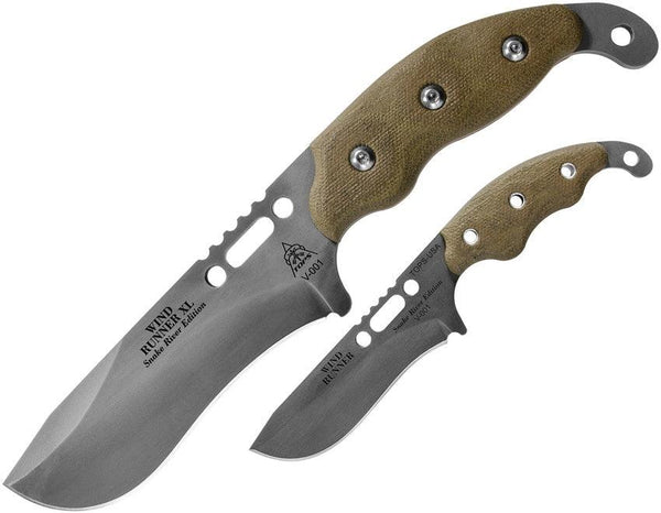 TOPS Knives Wind Runner Combo Green Canvas Micarta Black River Wash 1095HC - Knives.mx