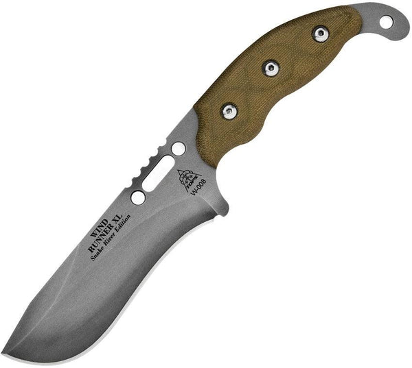 TOPS Knives Wind Runner XL Green Canvas Micarta Black River Wash 1095HC - Knives.mx