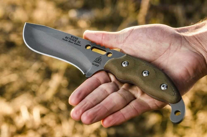 TOPS Knives Wind Runner XL Green Canvas Micarta Black River Wash 1095HC - Knives.mx