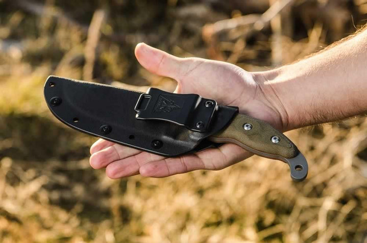 TOPS Knives Wind Runner XL Green Canvas Micarta Black River Wash 1095HC - Knives.mx