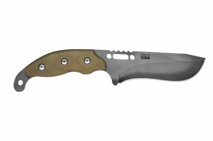 TOPS Knives Wind Runner XL Green Canvas Micarta Black River Wash 1095HC - Knives.mx