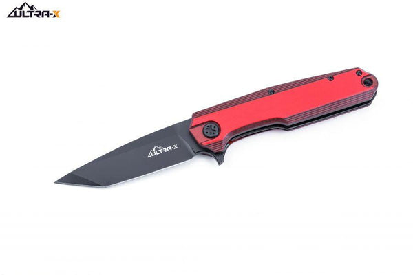 Ultra-X BOA Linerlock Black & Red G10 D2 - Knives.mx