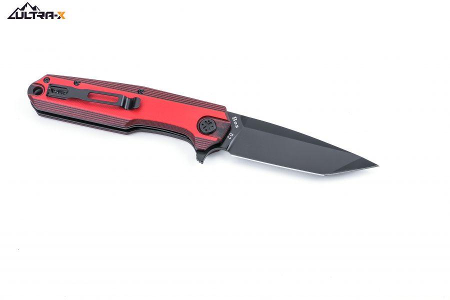 Ultra-X BOA Linerlock Black & Red G10 D2 - Knives.mx