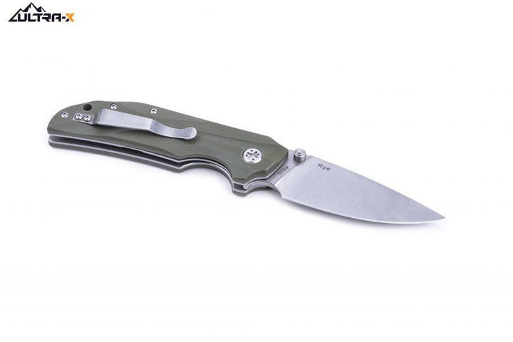 Ultra-X Rye Linerlock Olive Drab G10 Gray Titanium Coated 440C - Knives.mx