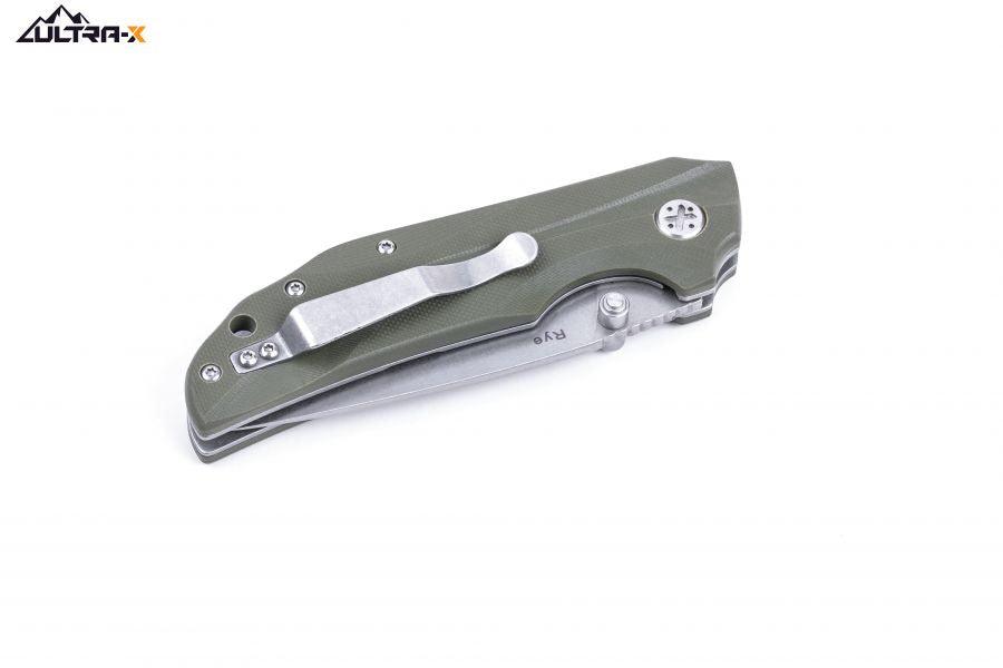 Ultra-X Rye Linerlock Olive Drab G10 Gray Titanium Coated 440C - Knives.mx