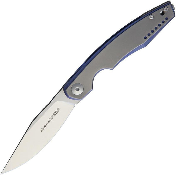 Viper Belone Linerlock Blue Bead Blast Titanium Handle Satin Bohler M390 - Knives.mx