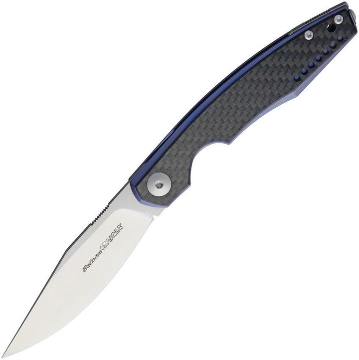 Viper Belone Linerlock Carbon Fiber Blue Titanium Handle Satin Bohler M390 - Knives.mx