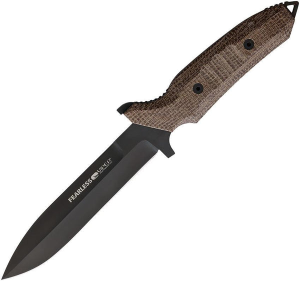 Viper Fearless Fixed Blade Brown Burlap Micarta Black DLC Coated Sleipner - Knives.mx