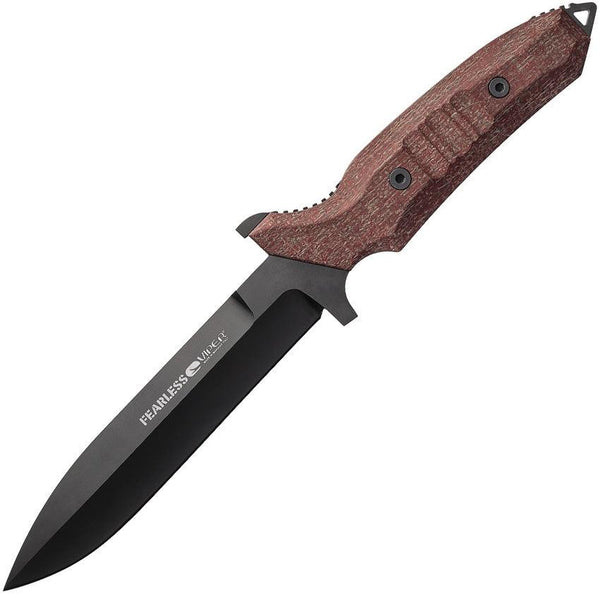 Viper Fearless Fixed Blade Red Burlap Micarta Black DLC Coated Sleipner - Knives.mx