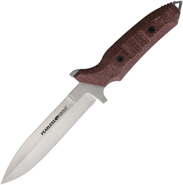 Viper Fearless Fixed Blade Red Burlap Micarta Stonewash Sleipner - Knives.mx