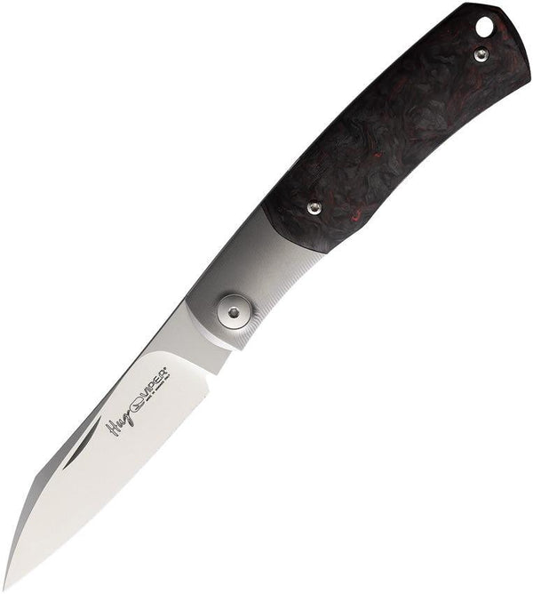 Viper Hug Folder Black & Red Carbon Fiber Titanium Bolsters Satin Wharncliffe Bohler M390 - Knives.mx