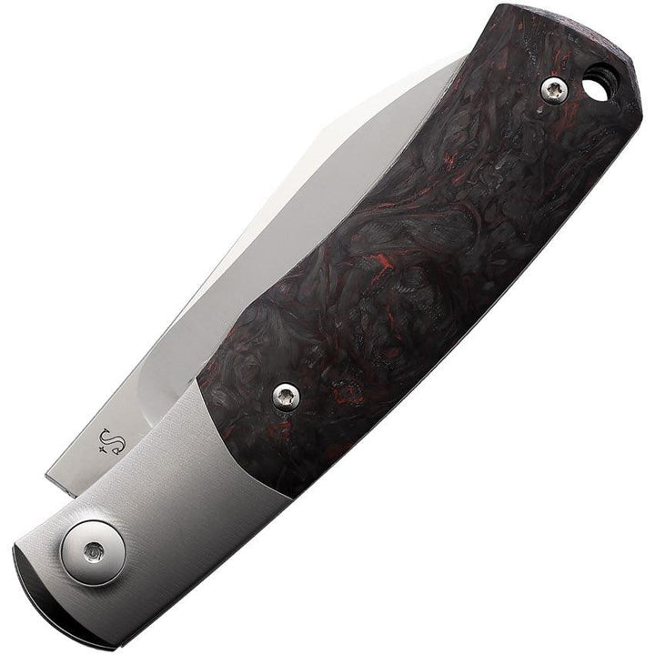 Viper Hug Folder Black & Red Carbon Fiber Titanium Bolsters Satin Wharncliffe Bohler M390 - Knives.mx