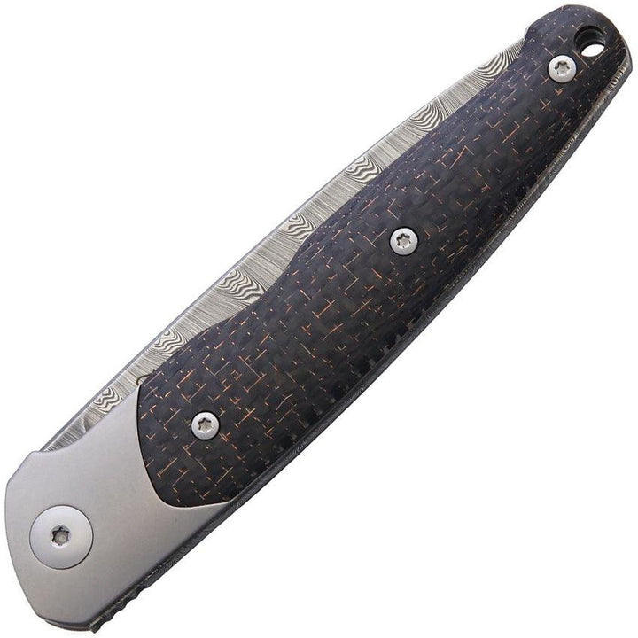 Viper Key Bronze Carbon Fiber Titanium Bolsters Damascus - Knives.mx