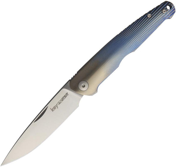 Viper Key Slip Joint Blue Sculpted Titanium Satin Bohler M390 - Knives.mx